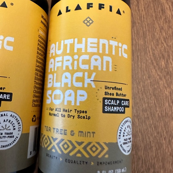 Alaffia Shampoo Travel Size 2oz African Black Soap Scalp Care Tea Tree Mint 4x - Picture 2 of 4